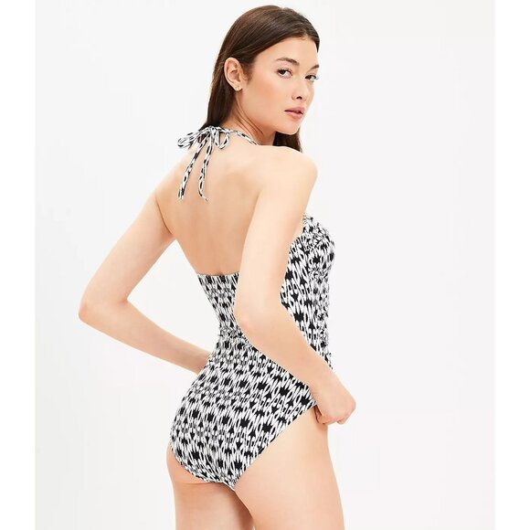 Ann Taylor Loft Beach Twist Bandeau One Piece Swimsuit M - Picture 3 of 3